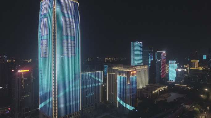 济南经十路奥体夜景灯光秀航拍4k