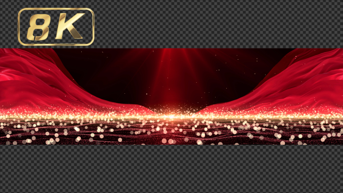 8K宽屏唯美红色绸带舞台背景