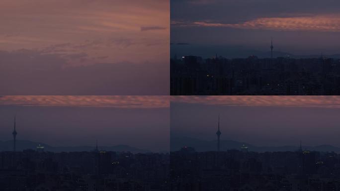凌晨北京清晨，黄昏空镜，雨后晚霞高楼，