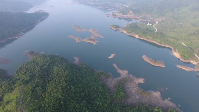 海南小妹水库山涧溪流瀑布航拍