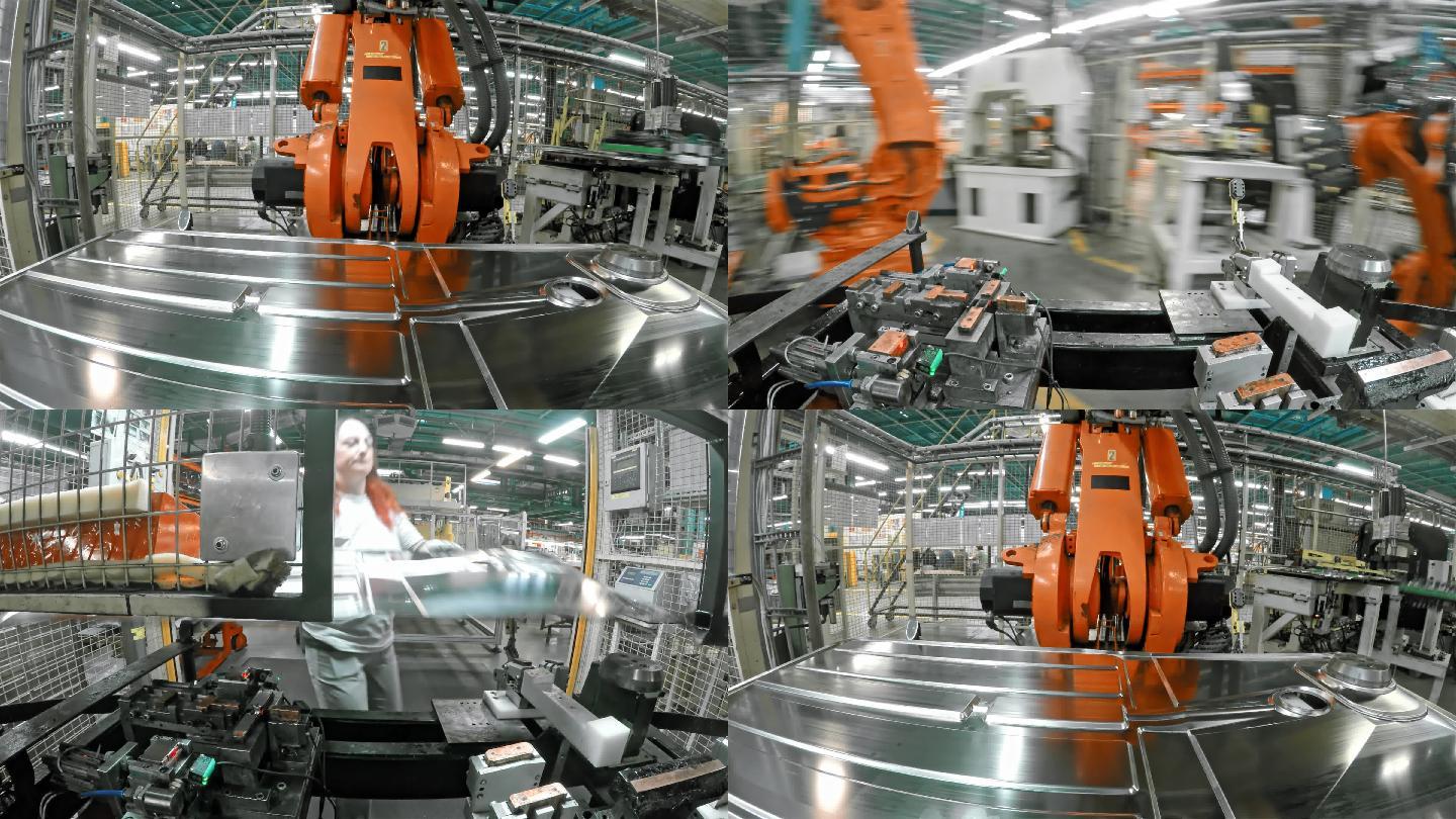 工业机器人在工厂工作的时间推移