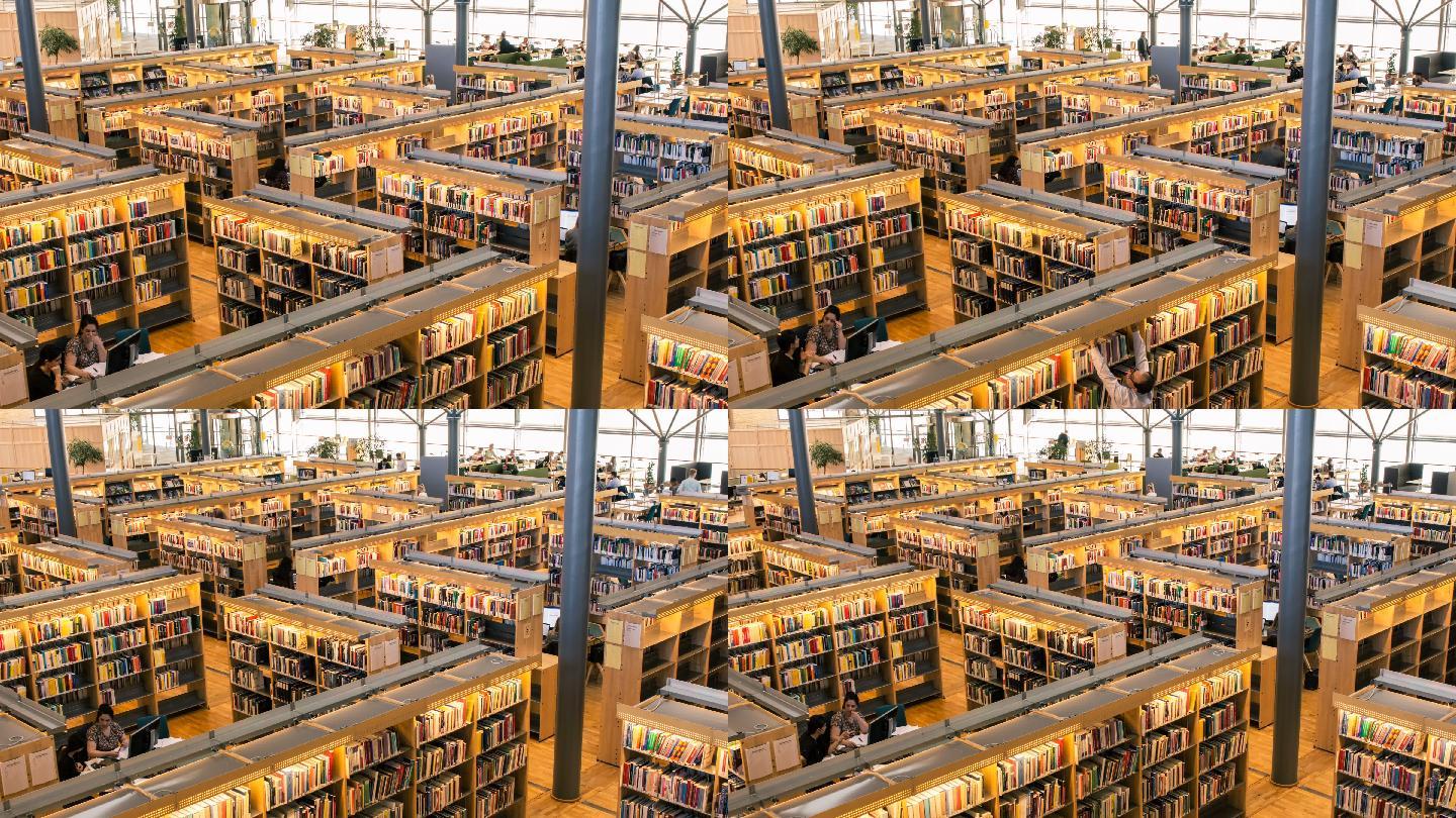 现代图书馆书籍图书阅读知识海洋图书馆图书