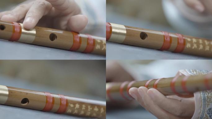 慢镜头笛子中国风古装拿笛子