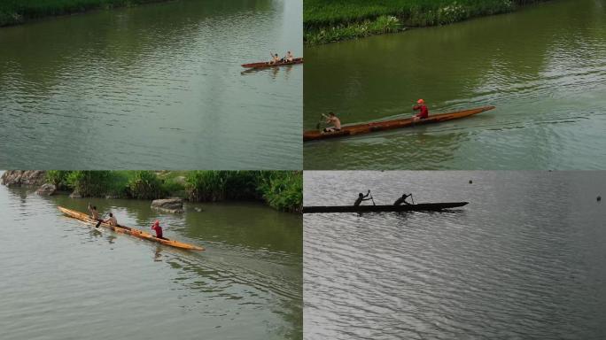 （版权）龙舟运动员在湖里训练