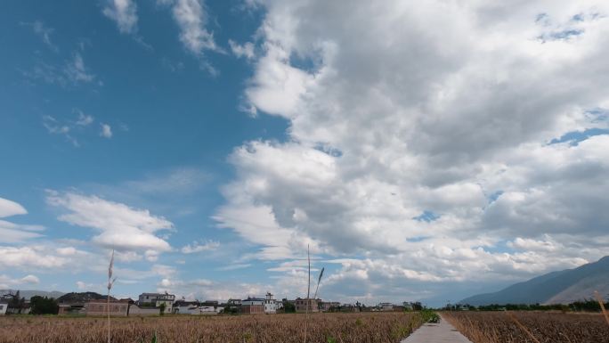 4k延时田野云层视频天高云淡云层变化