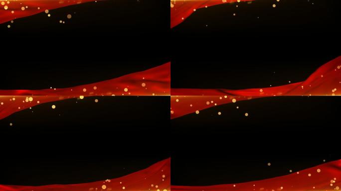 红色绸布粒子边框通道循环视频遮罩