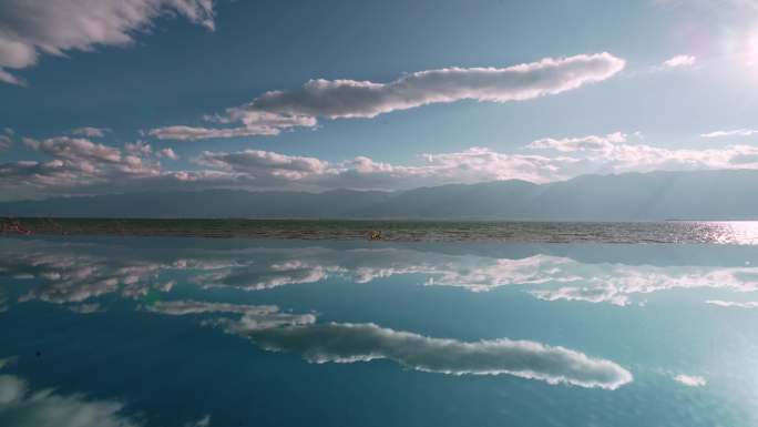 8k延时天空倒影视频云南大理洱海高原湖泊