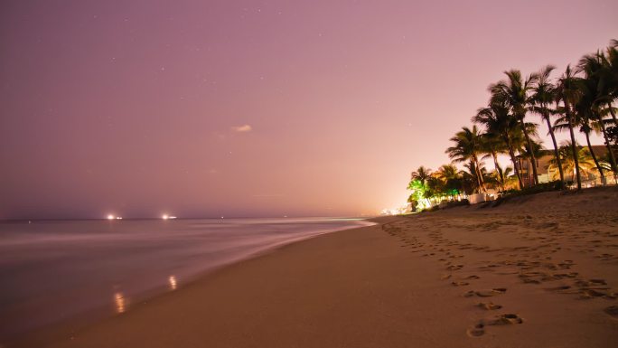 时间流逝：晚上的佛罗里达海滩