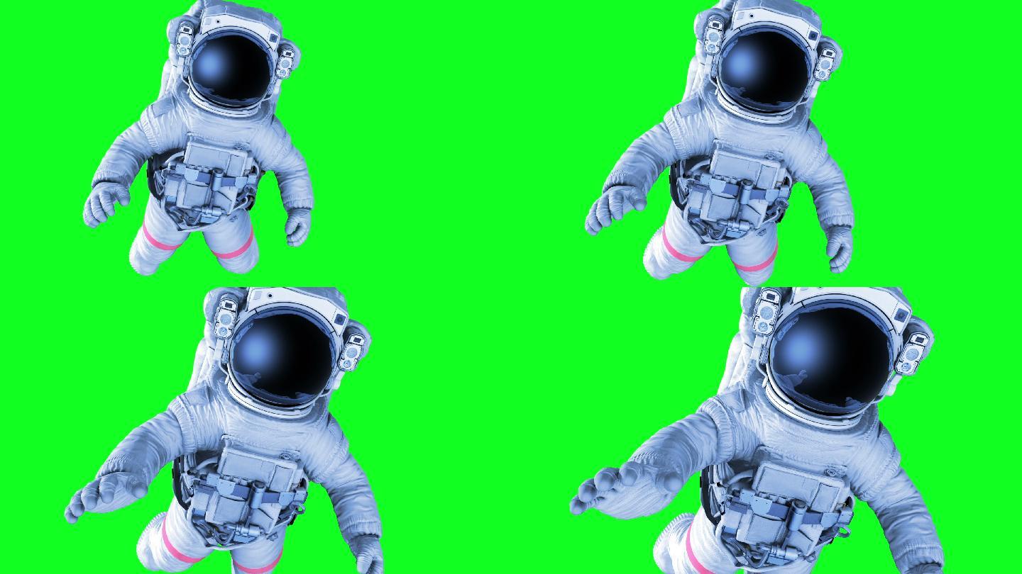 绿色背景上的宇航员