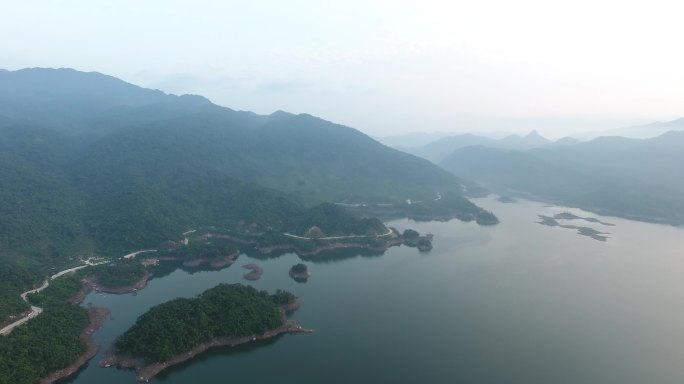 海南小妹水库山涧溪流瀑布航拍