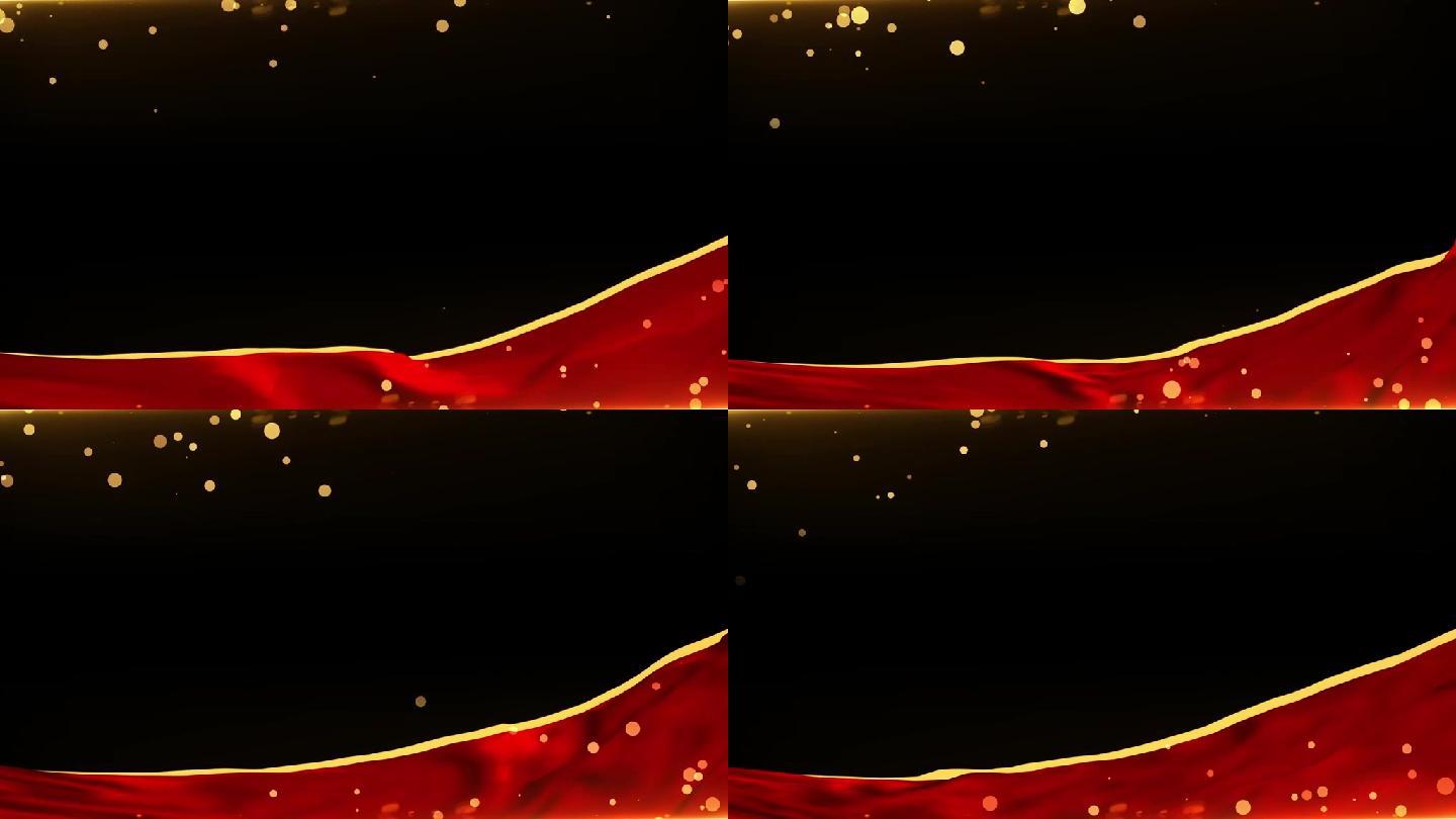 红色绸布粒子边框通道循环视频遮罩PNG