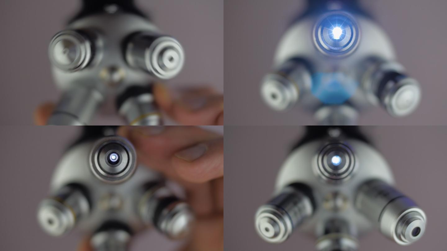 显微镜镜头多头物镜特写创意角度