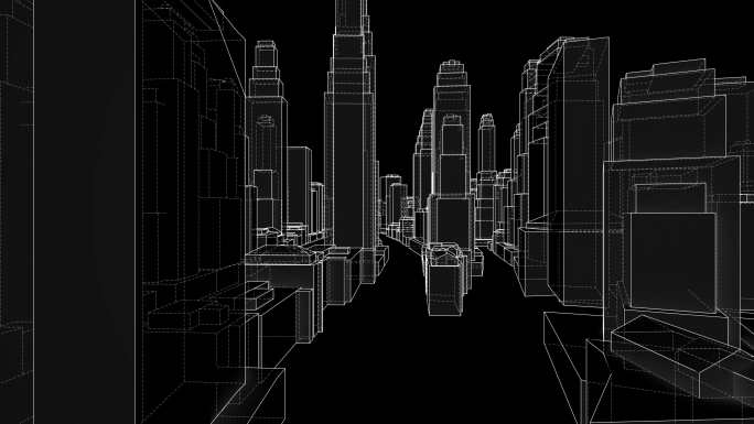城市线框样式3D插图视频