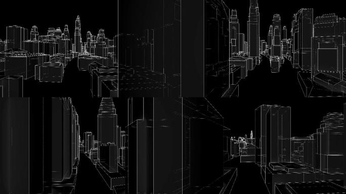 城市线框样式3D插图视频