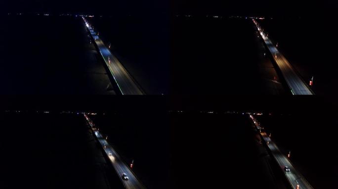 阿拉尔老大桥夜景航拍