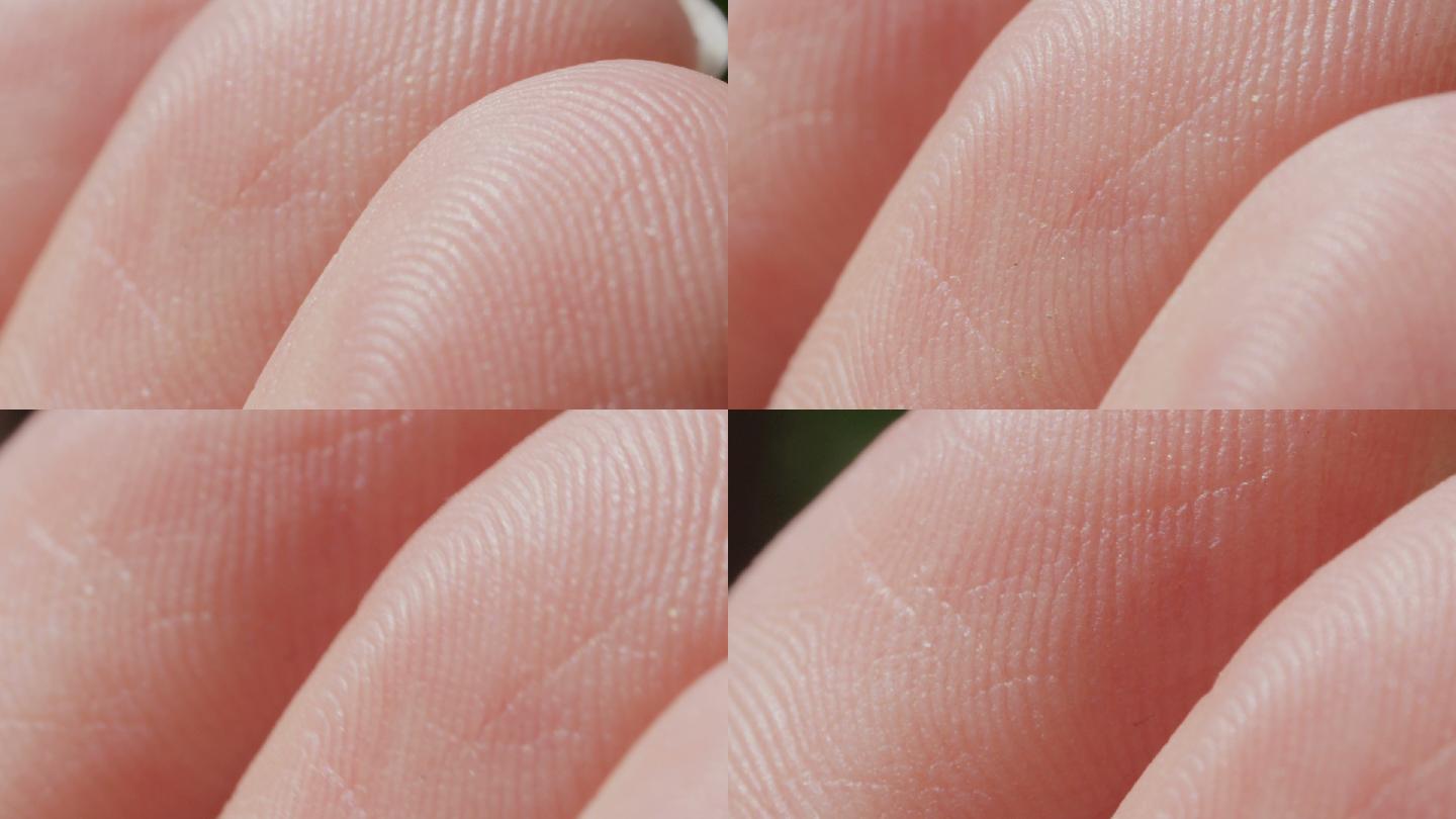 特写镜头男性指尖上指纹的细节