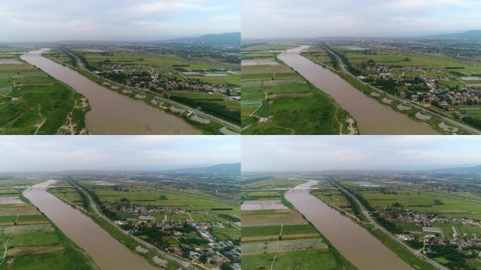 陕西渭河航拍