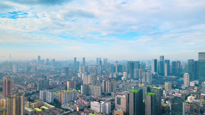 成都春熙路电视塔附近航拍4K