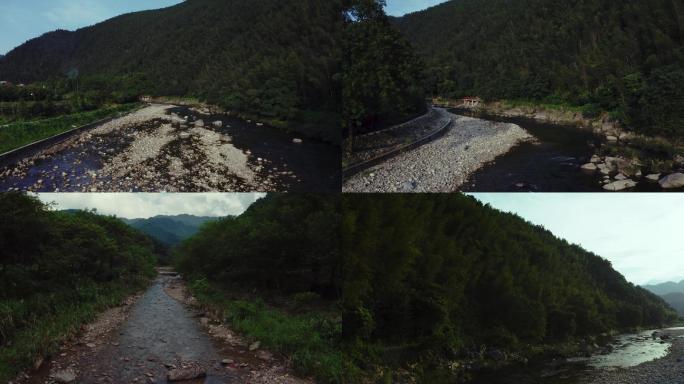 广西风光山涧河流穿越航拍4k