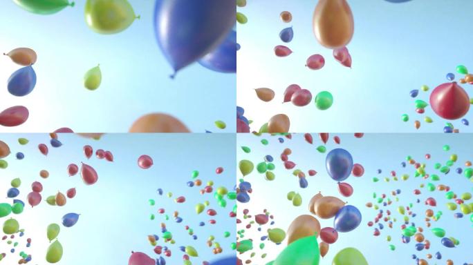 彩色气球满天飞视频素材