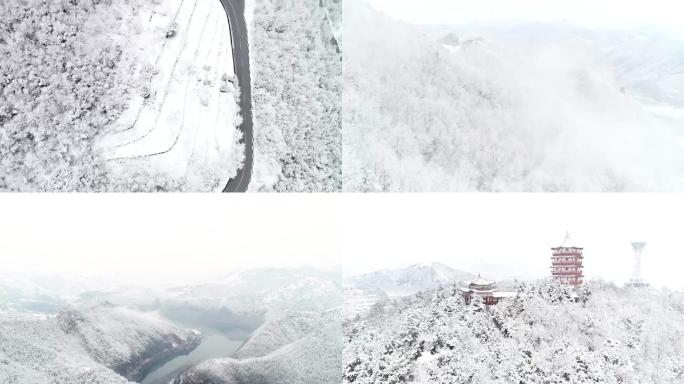 秦岭冬季雪景航拍