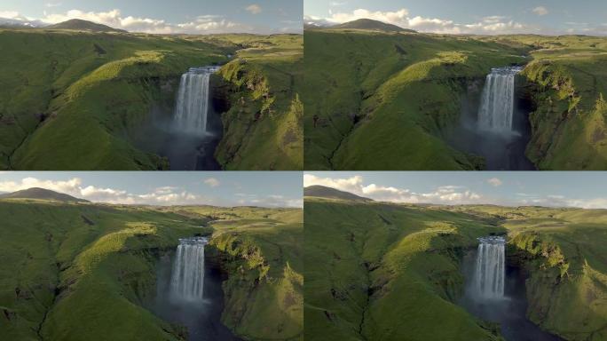 冰岛景观中的斯科加福斯瀑布