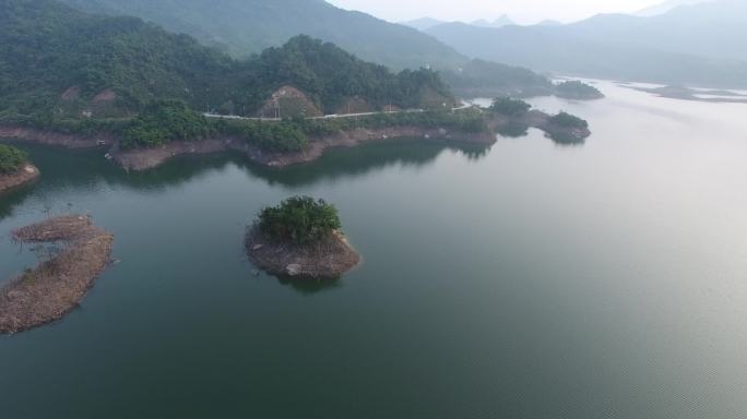 海南小妹水库山涧溪流瀑布航拍