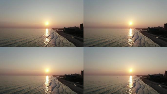 北海海边夕阳