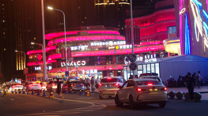 城市夜景，霓虹灯