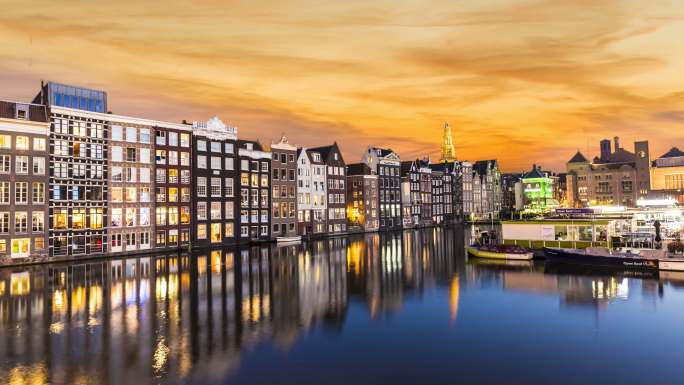 日落时分的阿姆斯特丹