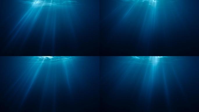 阳光穿过海面海水空镜素材蔚蓝色光线波纹水