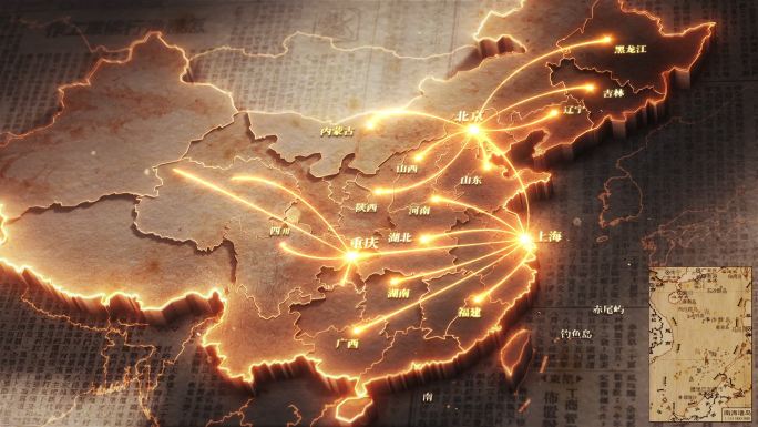 复古中国地图-辐射全国