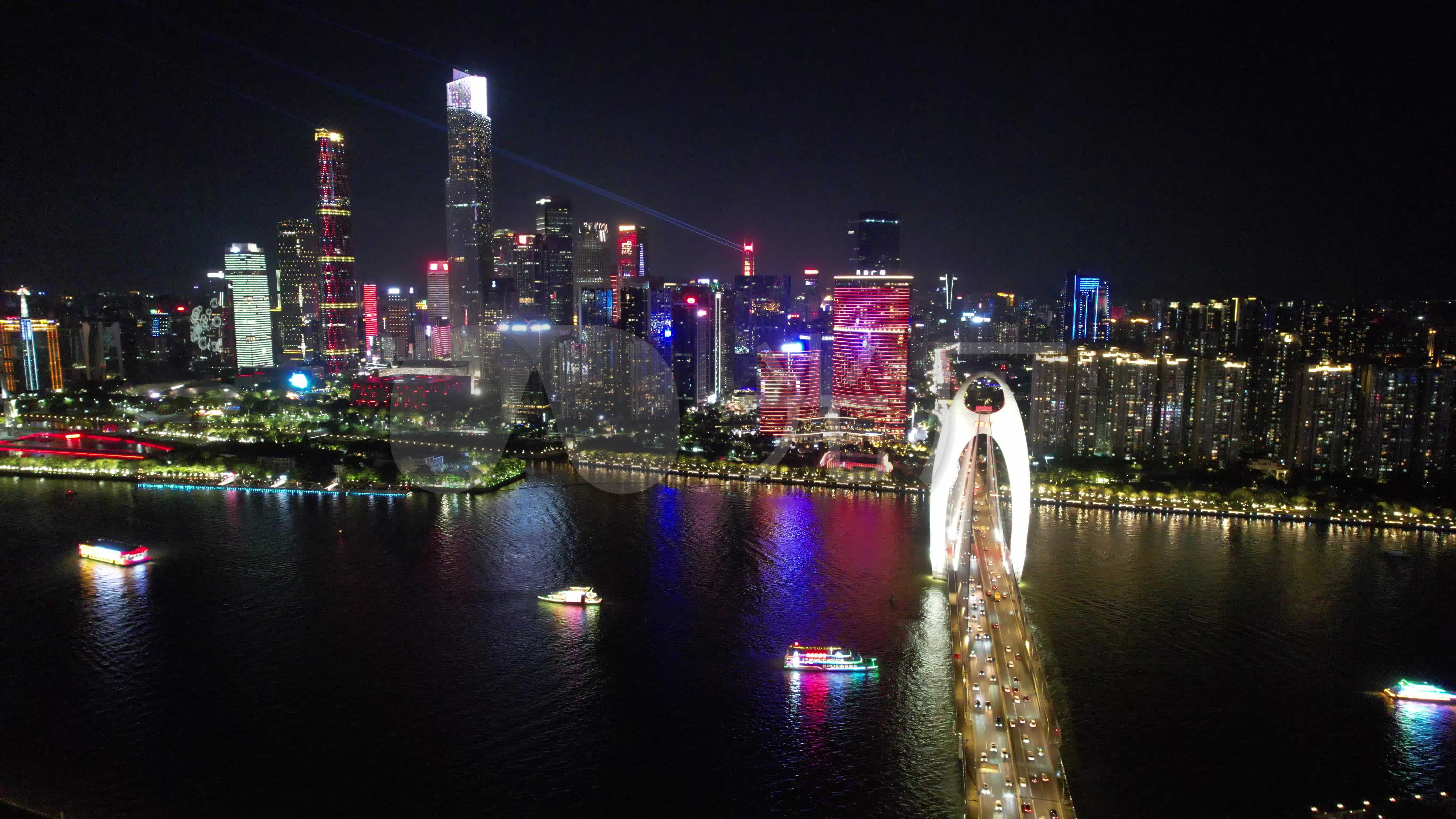 4k广州猎德大桥及珠江新城夜景