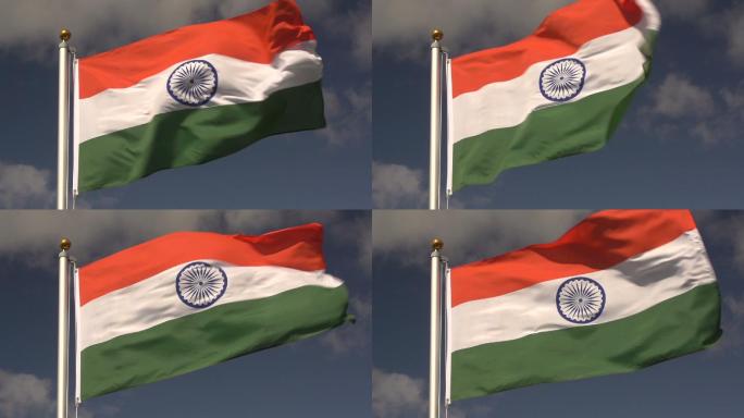 印度国旗在风中飘扬