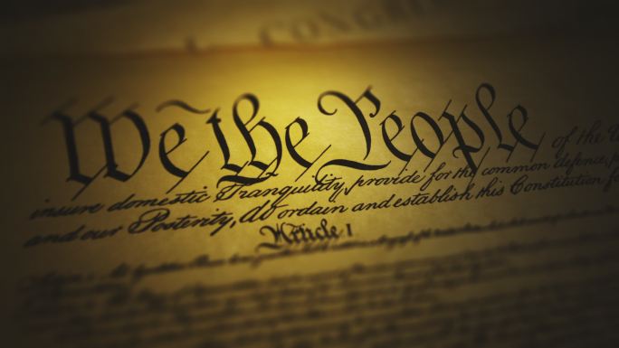 美国宪法昏暗古老泛黄