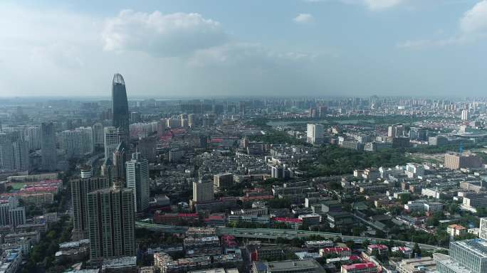 济南地标绿地中心顺河高架航拍4k