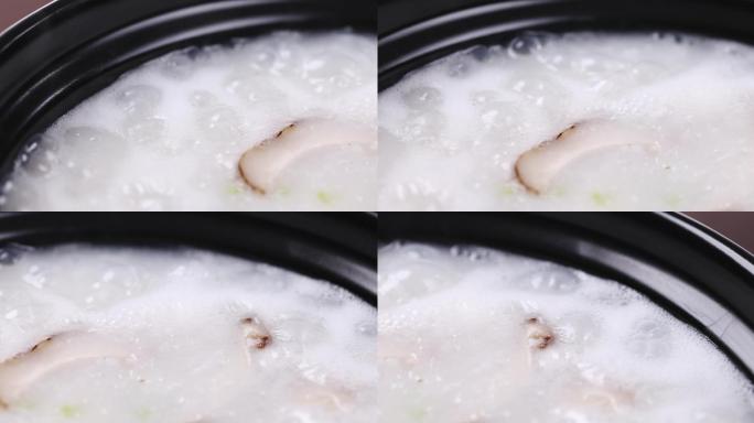 【正版素材】香菇鸡肉粥特写横移