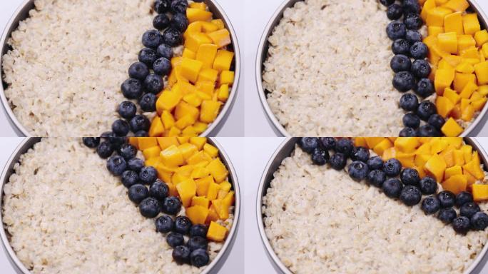 【正版素材】白背景燕麦粥近景旋转