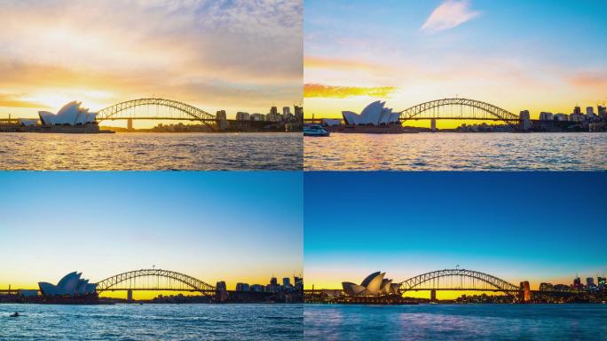 夏季的悉尼歌剧院与海港大桥