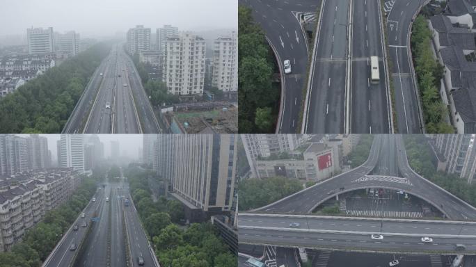 杭州城市航拍立交桥航拍公路航拍