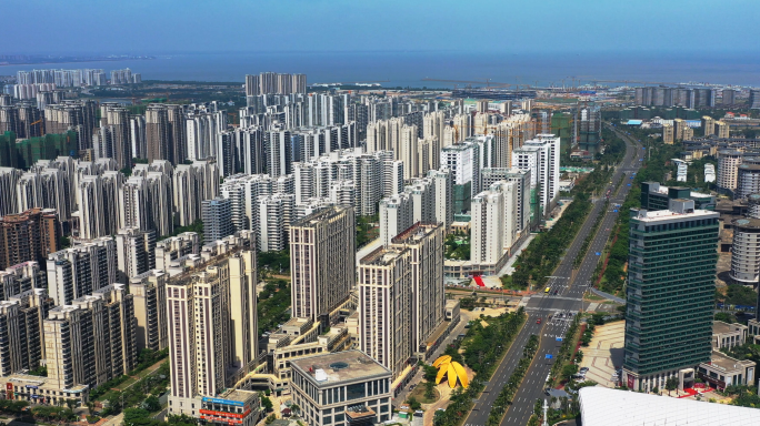 4K航拍海南海口城市风光