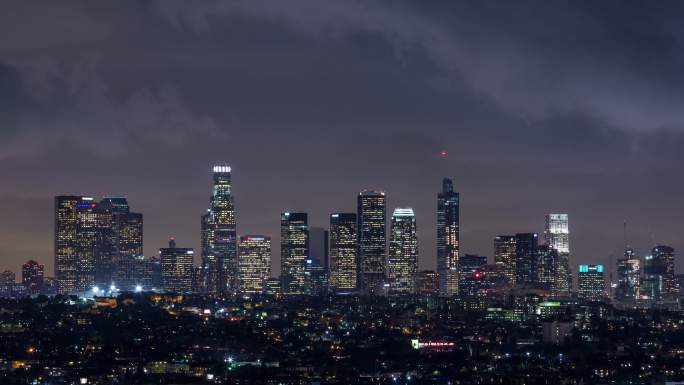 洛杉矶市中心天际线夜景