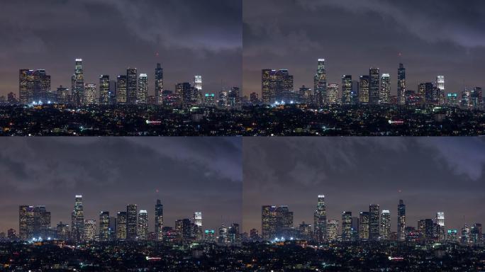洛杉矶市中心天际线夜景