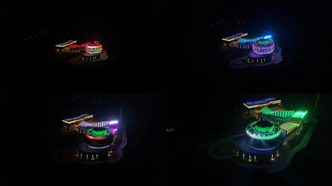 贵州梅花山世界第一索道龙滩站夜景航拍