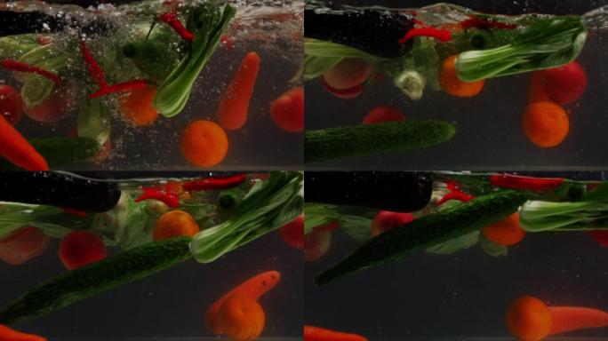 蔬菜落水镜头