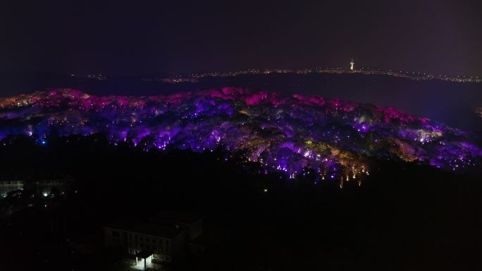 长沙天马山夜景灯光秀航拍