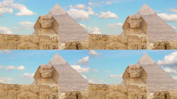 基奥普斯金字塔和狮身人面像上的云层