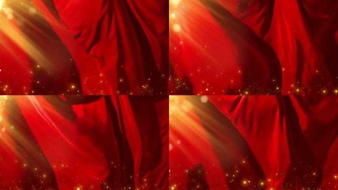金光粒子红旗红色舞台背景