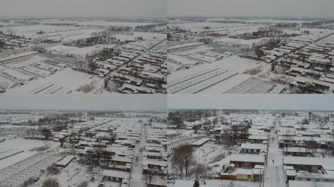 中国北部农村雪后航拍