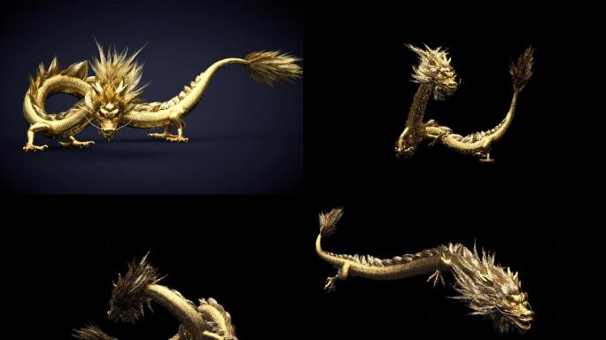中国龙金龙神龙龙C4D模型动画